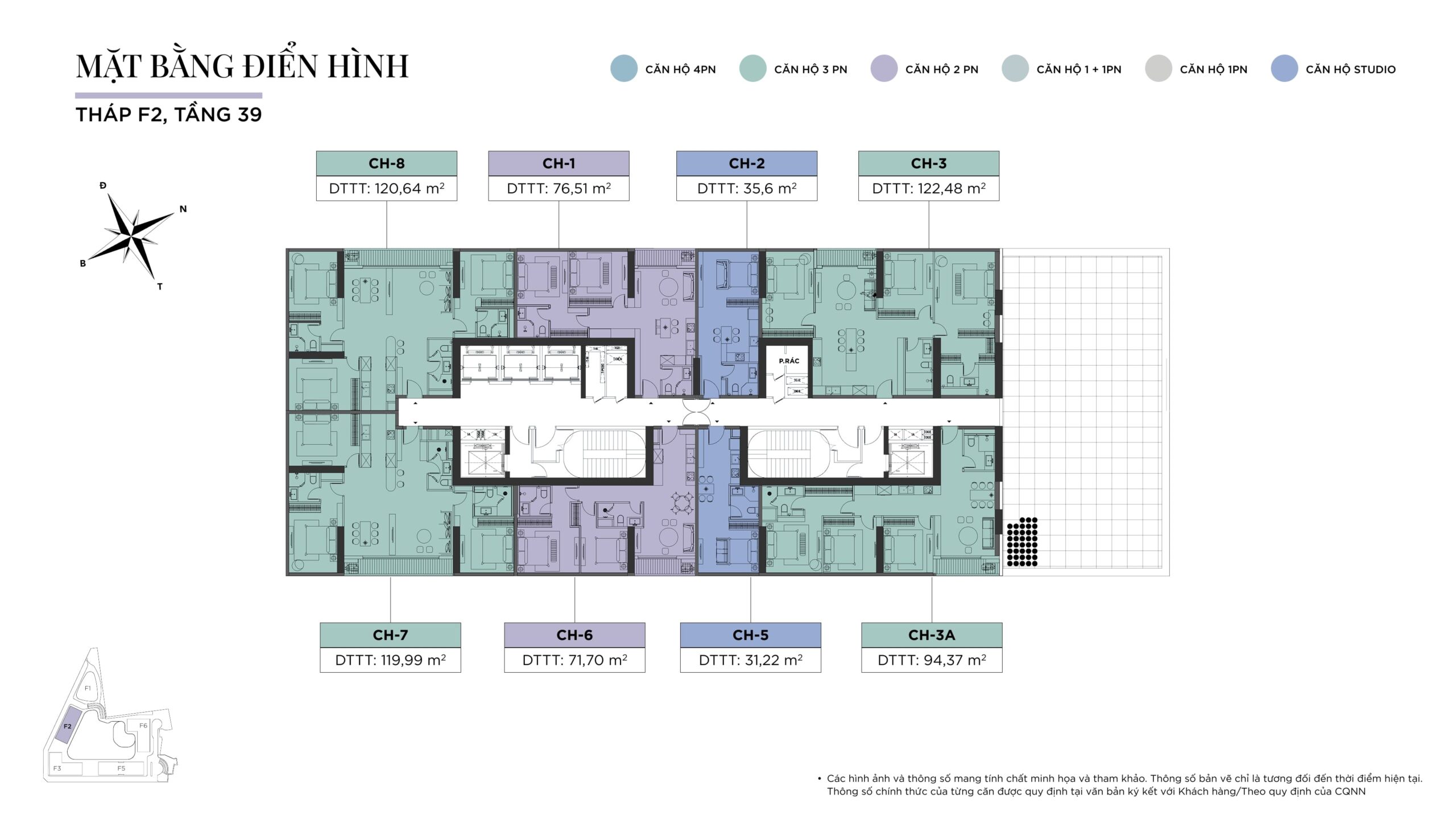 Trang chủ 99 Mặt bằng tòa F2 Sun Feliza Suites tầng 39