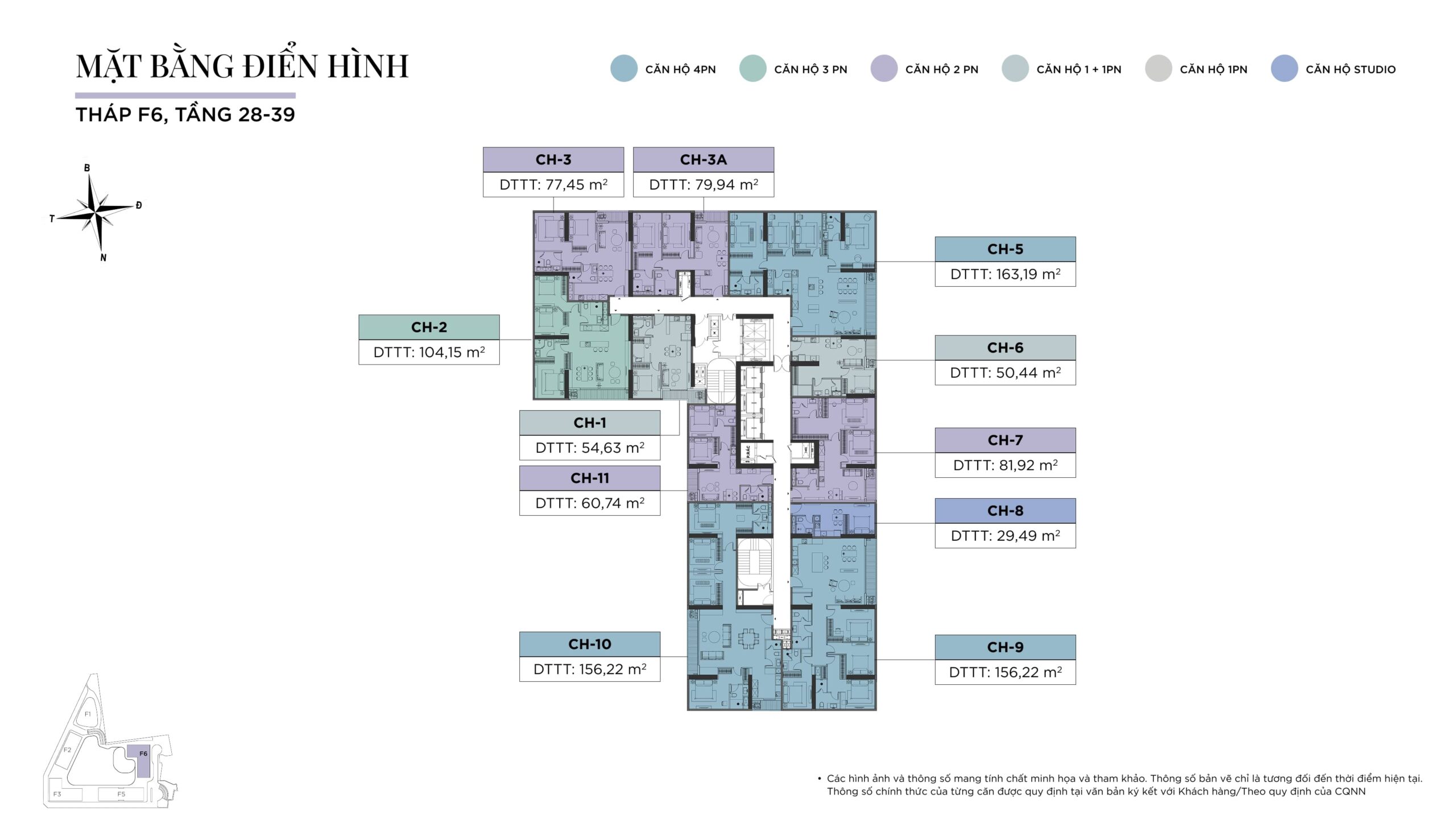 Trang chủ 103 Mặt bằng tòa F6 Sun Feliza Suites tầng 28-39